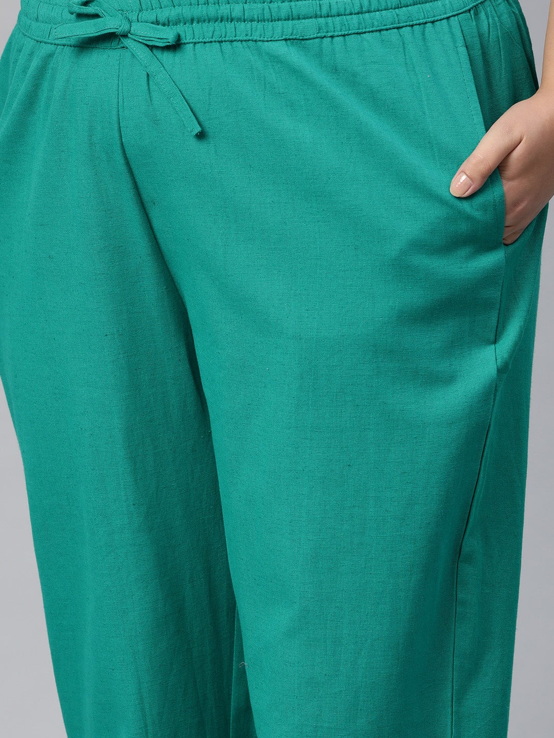Women'S Green Lahariya Kurta With Cotton Flex Pant Set | LASVINI - Redefining Indian Fashion with Elegance