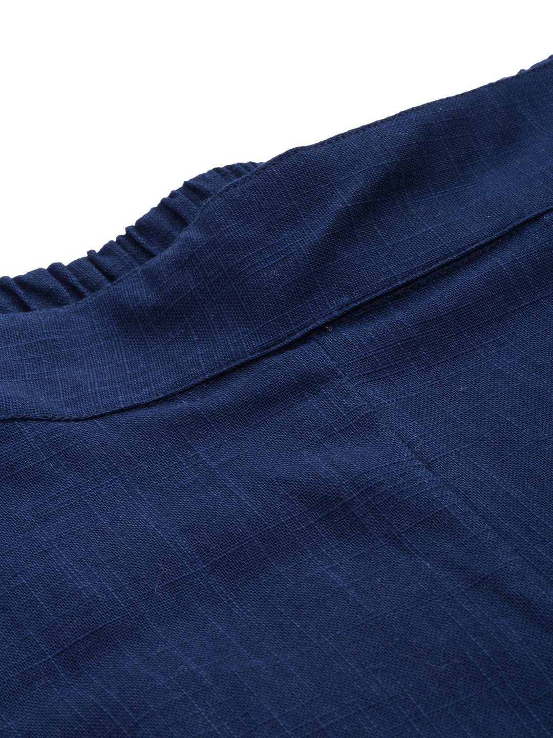 Women Navy Blue Straight Fit Solid Regular Trousers | LASVINI - Redefining Indian Fashion with Elegance
