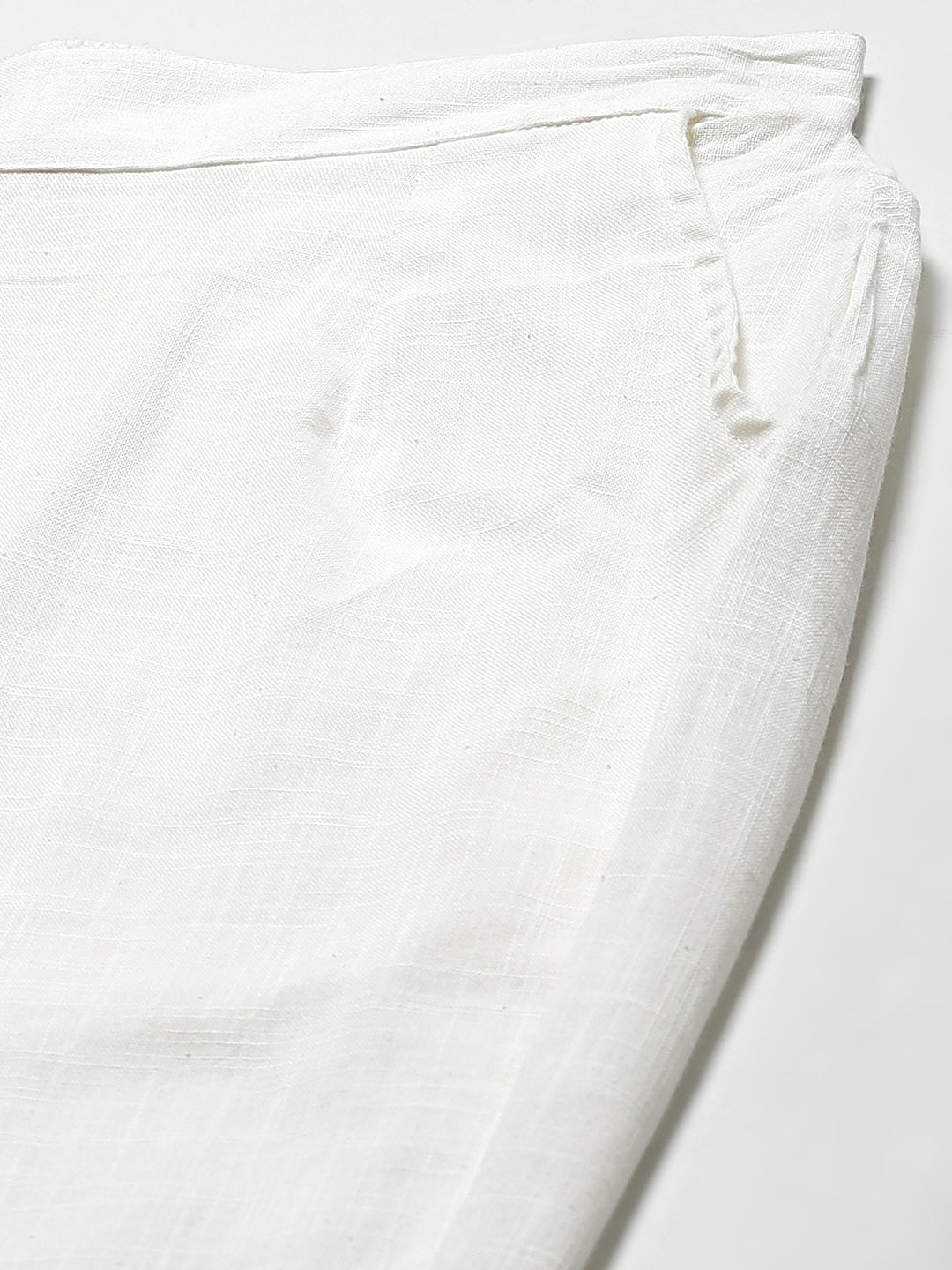 Women Off-White Comfort Regular Fit Solid Cotton Cigarette Trousers | LASVINI - Redefining Indian Fashion with Elegance