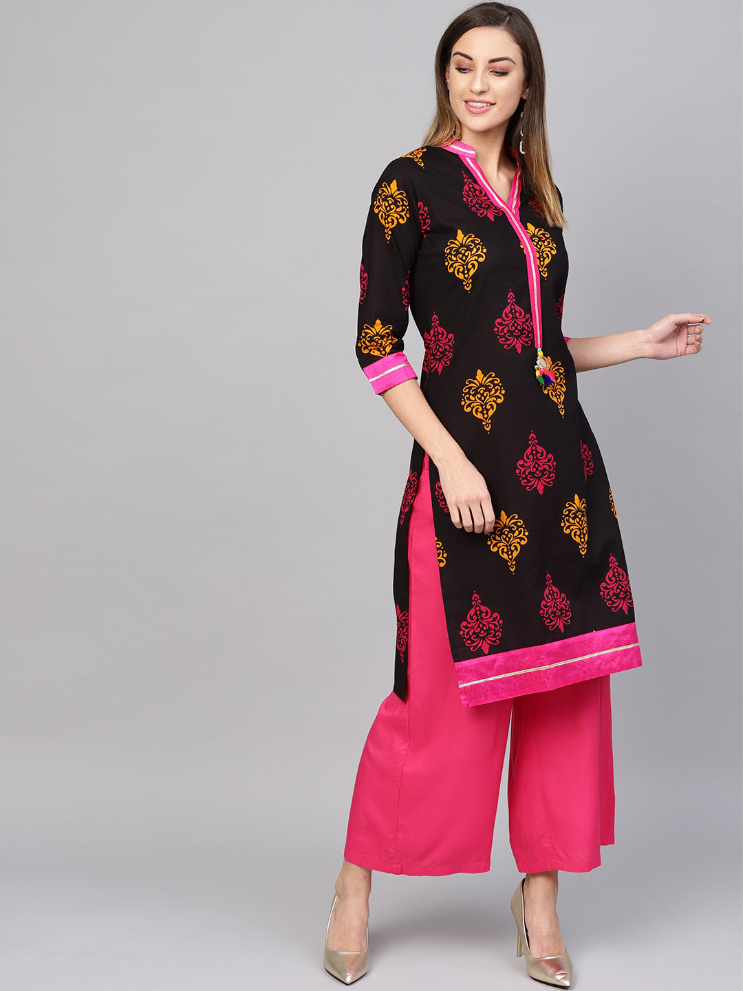 Women'S Printed Black Cotton Kurti | LASVINI - Redefining Indian Fashion with Elegance