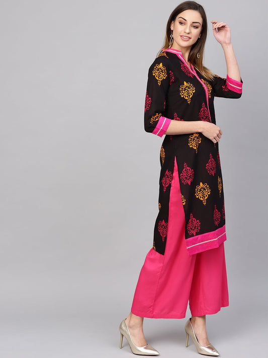 Women'S Printed Black Cotton Kurti | LASVINI - Redefining Indian Fashion with Elegance