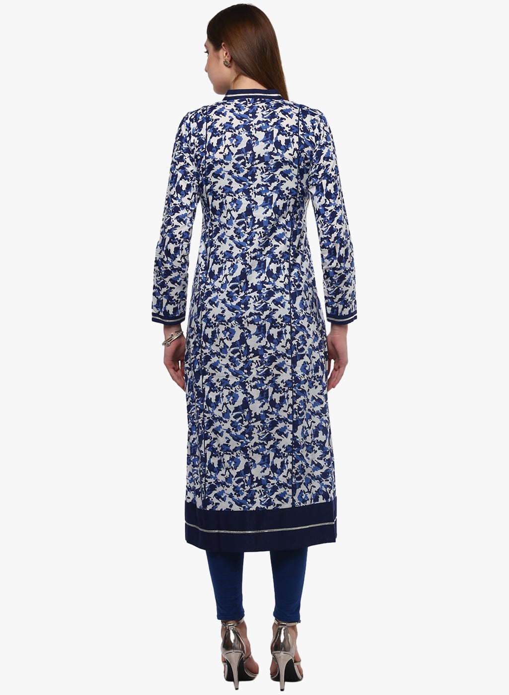 Women'S Indigo Blue Front Open Kurti | LASVINI - Redefining Indian Fashion with Elegance