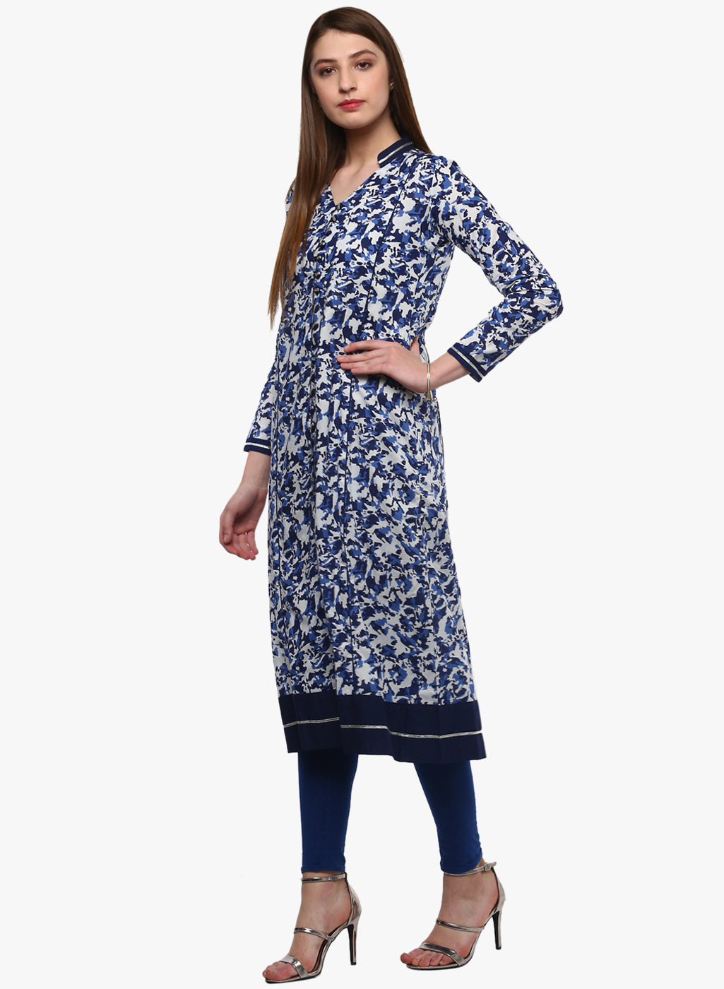 Women'S Indigo Blue Front Open Kurti | LASVINI - Redefining Indian Fashion with Elegance