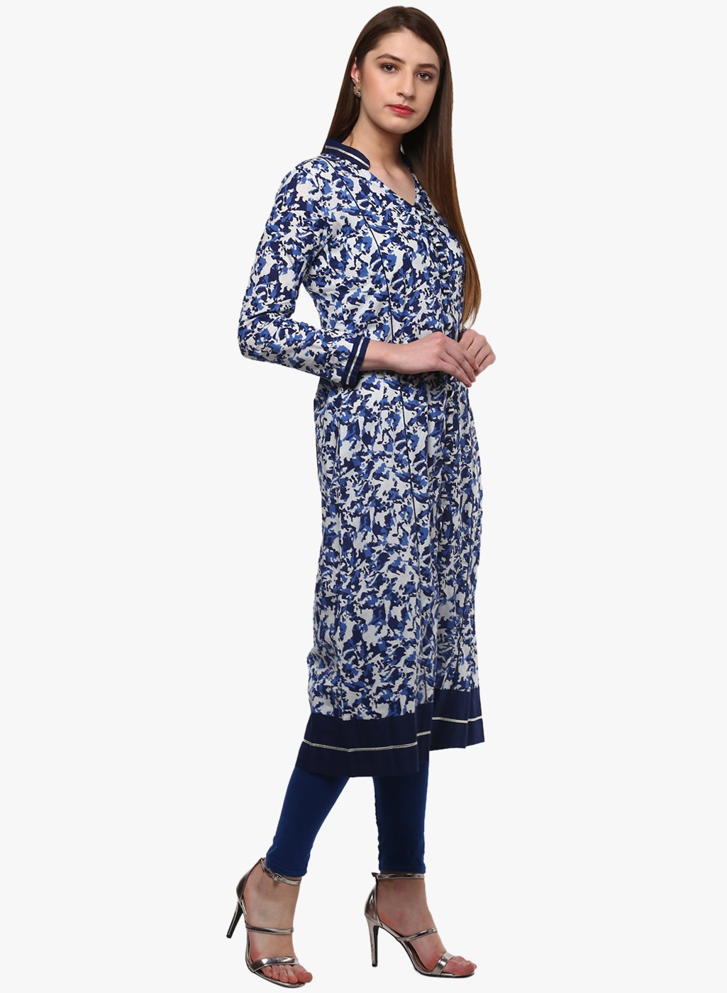 Women'S Indigo Blue Front Open Kurti | LASVINI - Redefining Indian Fashion with Elegance