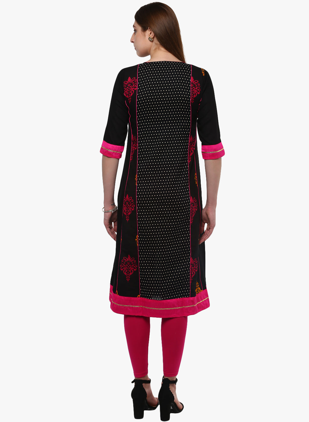 Women'S Black Printed A-Line Rayon And Cotton Kurta | LASVINI - Redefining Indian Fashion with Elegance