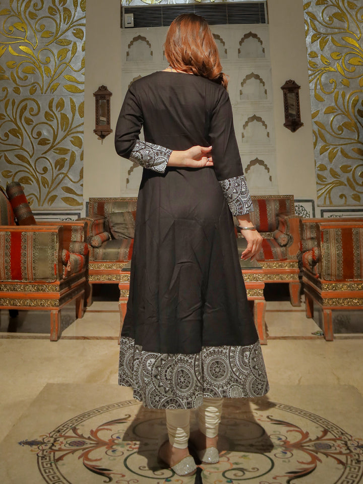 Women Black Rayon A-Line Kurti | LASVINI - Redefining Indian Fashion with Elegance