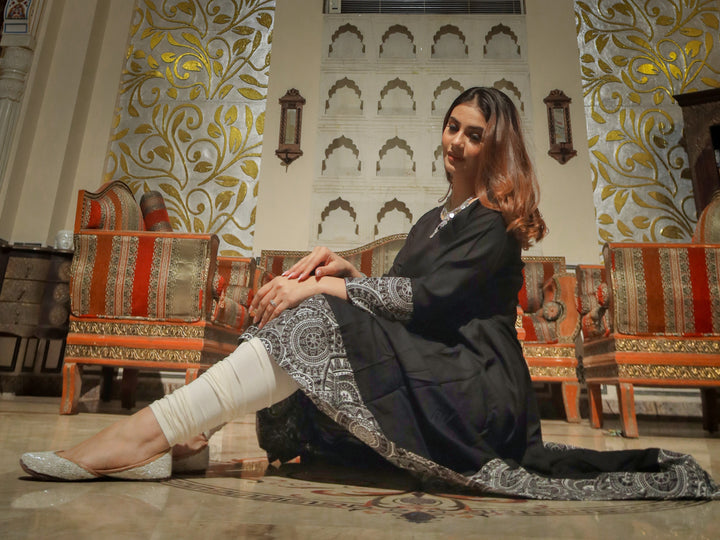 Women Black Rayon A-Line Kurti | LASVINI - Redefining Indian Fashion with Elegance