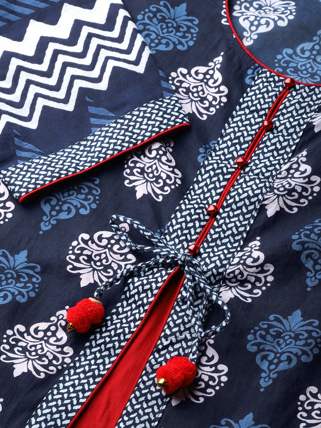 Women'S Blue Cotton & Rayon A-Line Kurti | LASVINI - Redefining Indian Fashion with Elegance