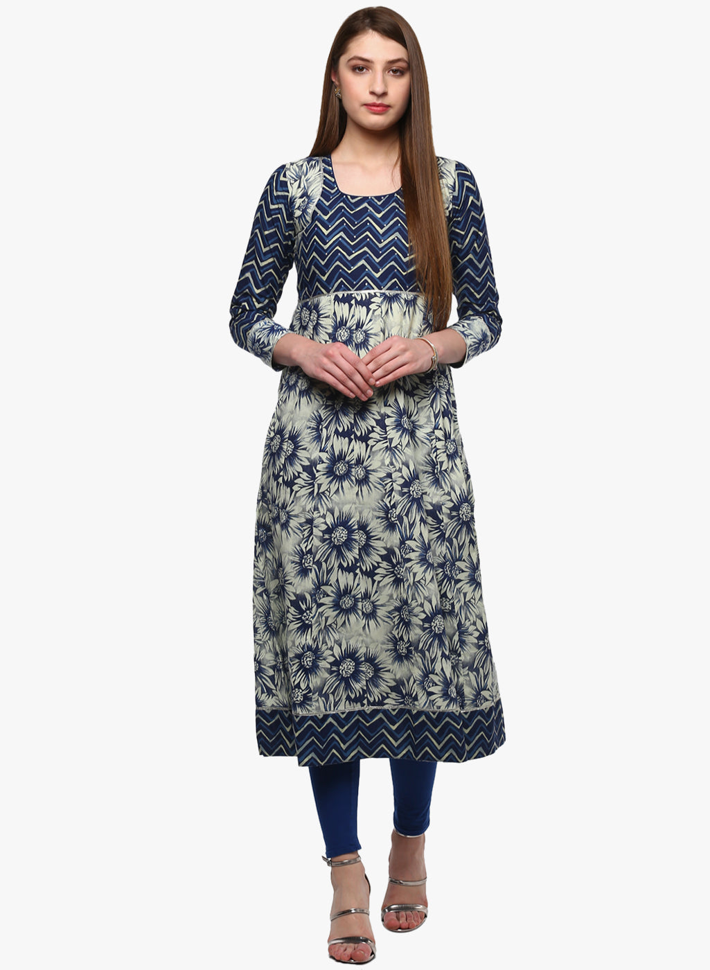Women'S Indigo Printed Anarkali | LASVINI - Redefining Indian Fashion with Elegance