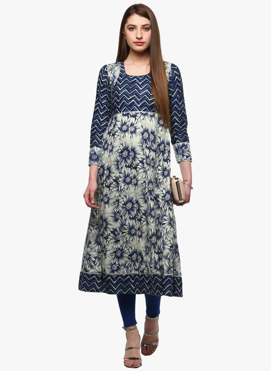 Women'S Indigo Printed Anarkali | LASVINI - Redefining Indian Fashion with Elegance