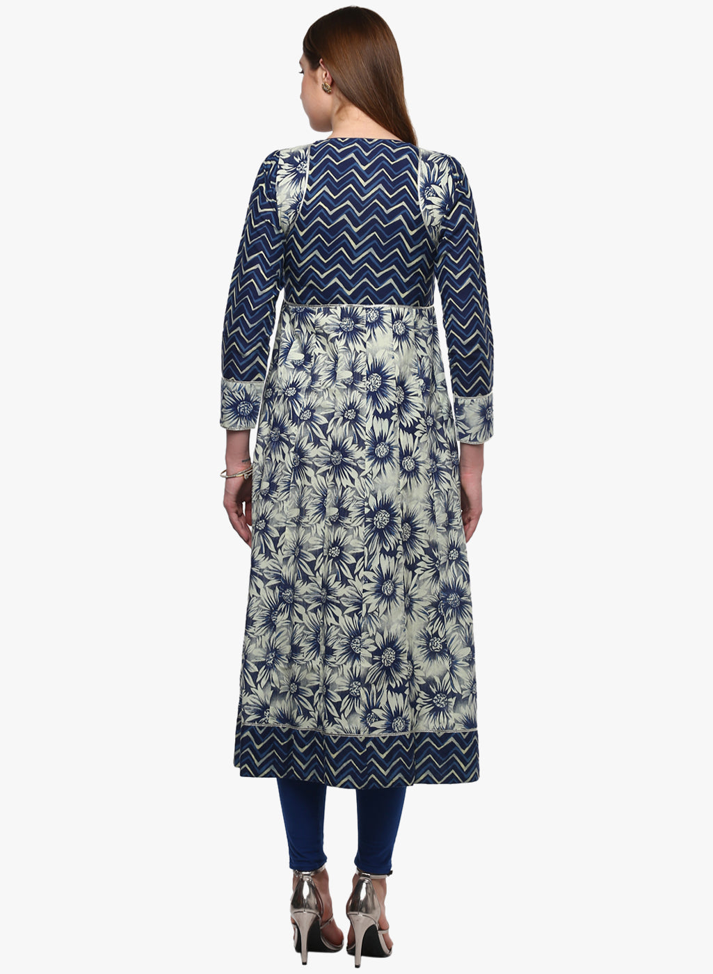 Women'S Indigo Printed Anarkali | LASVINI - Redefining Indian Fashion with Elegance