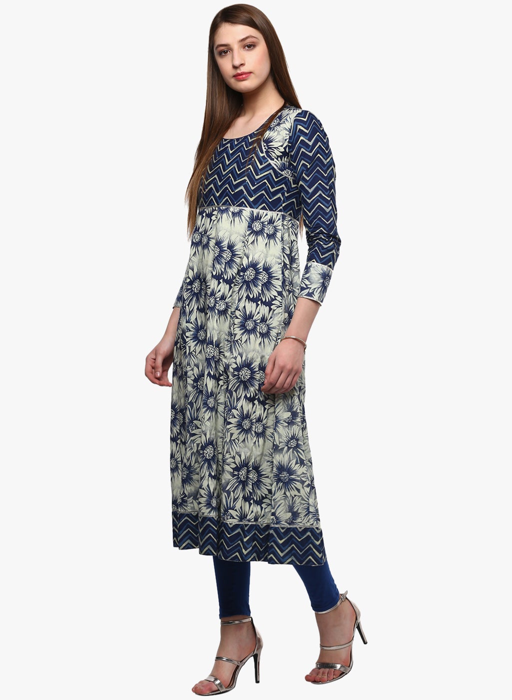 Women'S Indigo Printed Anarkali | LASVINI - Redefining Indian Fashion with Elegance