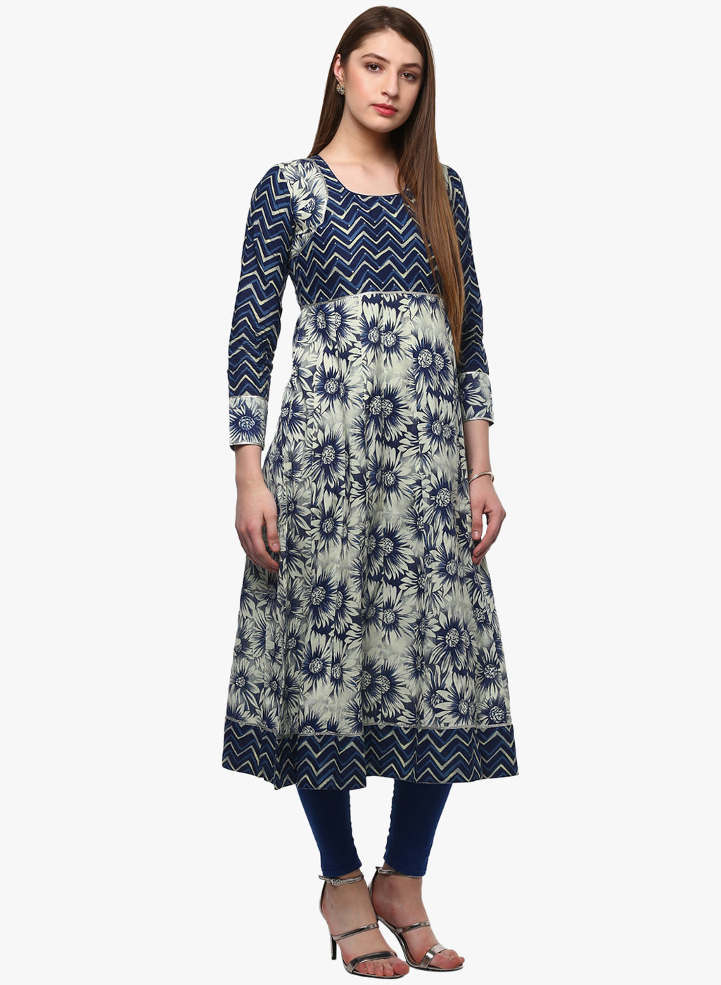Women'S Indigo Printed Anarkali | LASVINI - Redefining Indian Fashion with Elegance
