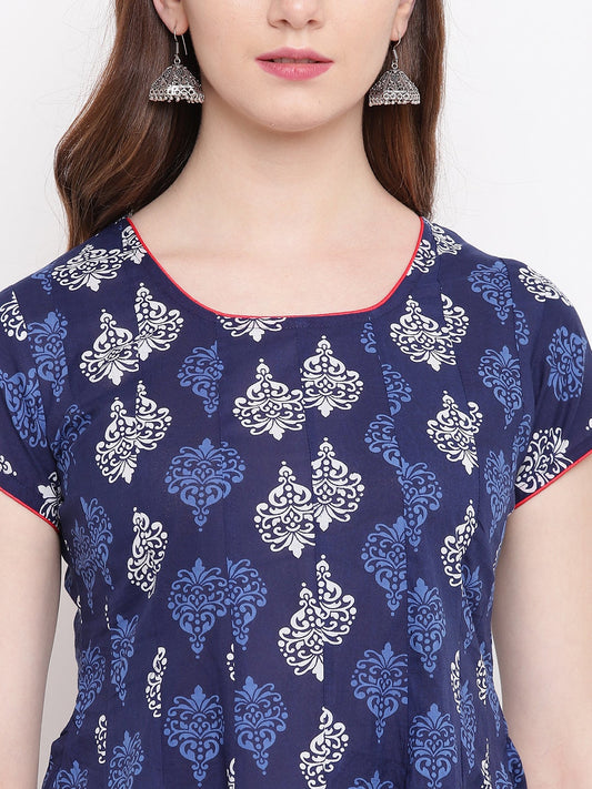 Women'S Indigo Short Kurti | LASVINI - Redefining Indian Fashion with Elegance