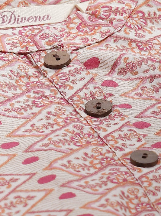 Women'S White Peach Maxi Style Kurta | LASVINI - Redefining Indian Fashion with Elegance