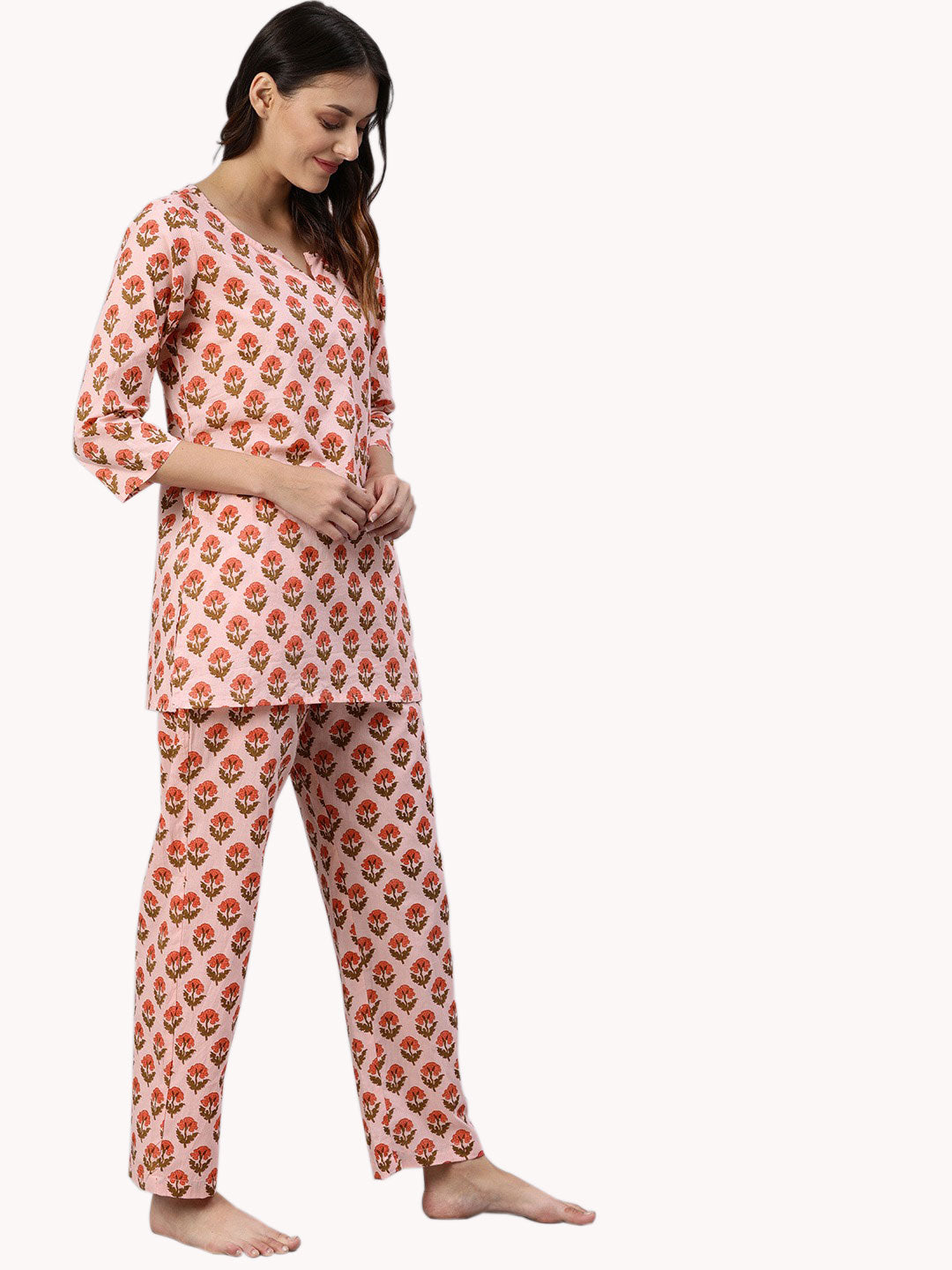 Women'S Pink Cotton Loungewear /Nightwear Set | LASVINI - Redefining Indian Fashion with Elegance