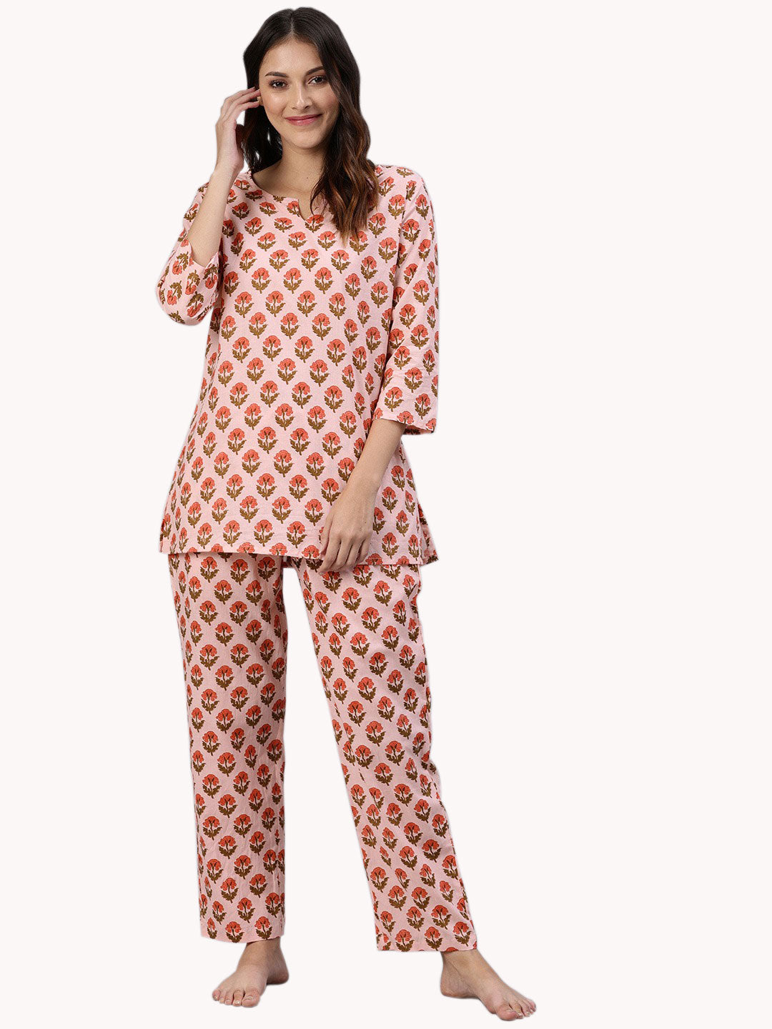 Women'S Pink Cotton Loungewear /Nightwear Set | LASVINI - Redefining Indian Fashion with Elegance