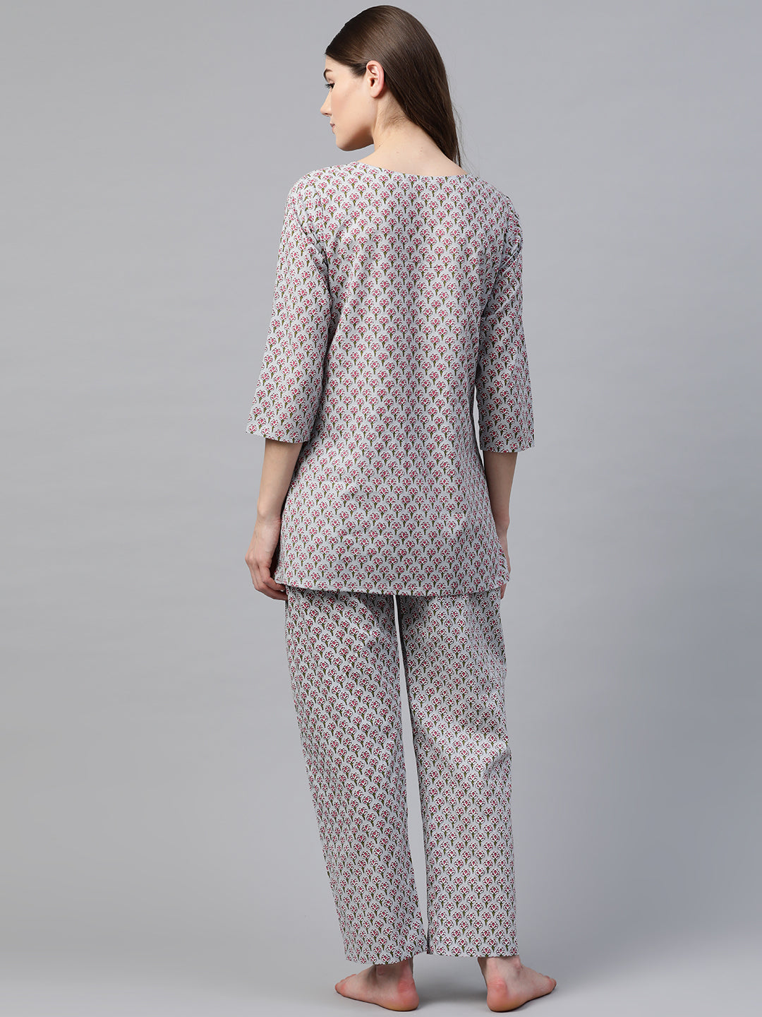 Women'S Grey Printed Loungewear/Nightwear | LASVINI - Redefining Indian Fashion with Elegance