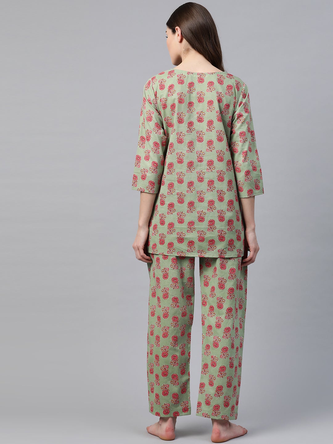 Women'S Green Printed Loungewear /Nightwear | LASVINI - Redefining Indian Fashion with Elegance