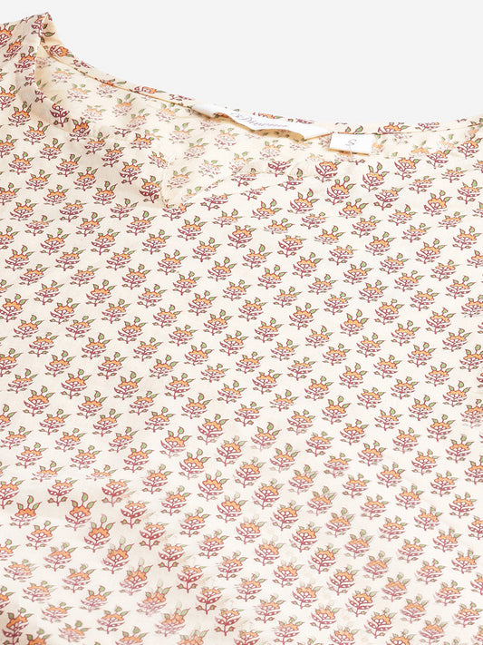 Women'S Yellow Buti Print Cotton Nightwear | LASVINI - Redefining Indian Fashion with Elegance