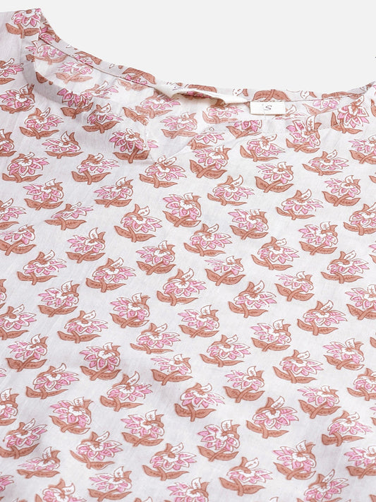 Women'S Floral Pink Motif Cotton Nightsuit | LASVINI - Redefining Indian Fashion with Elegance