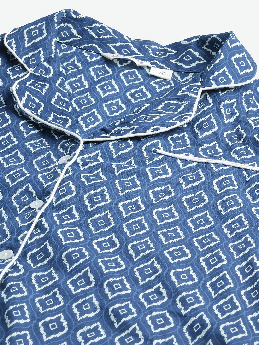 Women'S Indigo Printed Cotton Nightsuit | LASVINI - Redefining Indian Fashion with Elegance