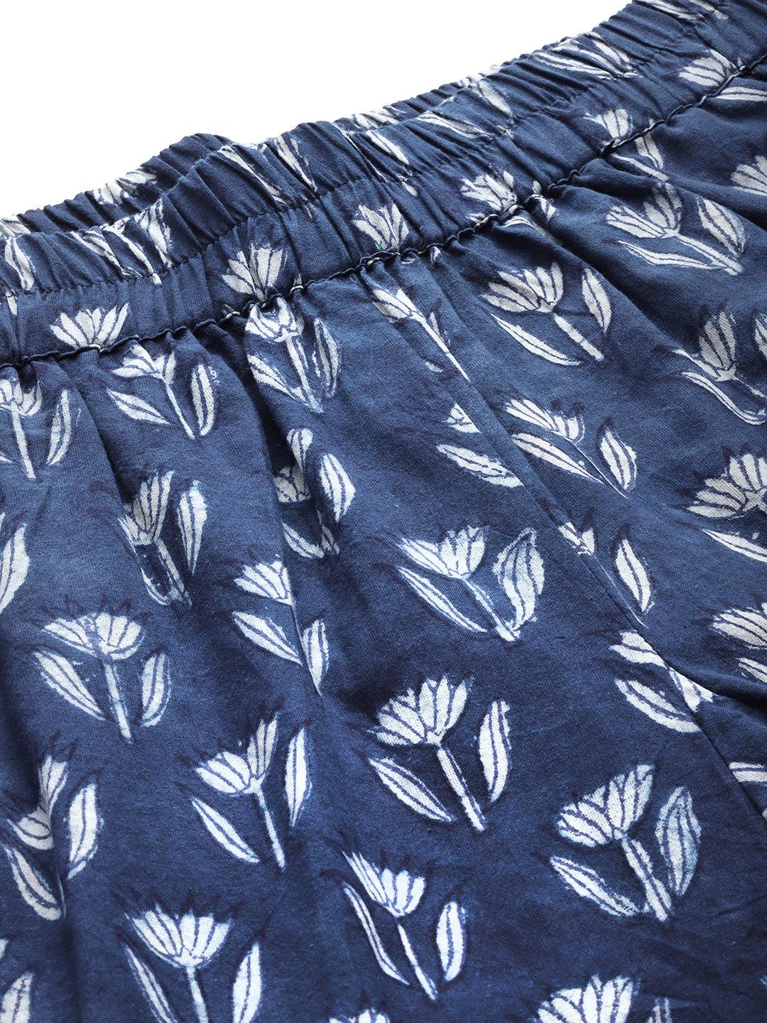 Indigo Hand Block Pure Cotton Night Suit | LASVINI - Redefining Indian Fashion with Elegance