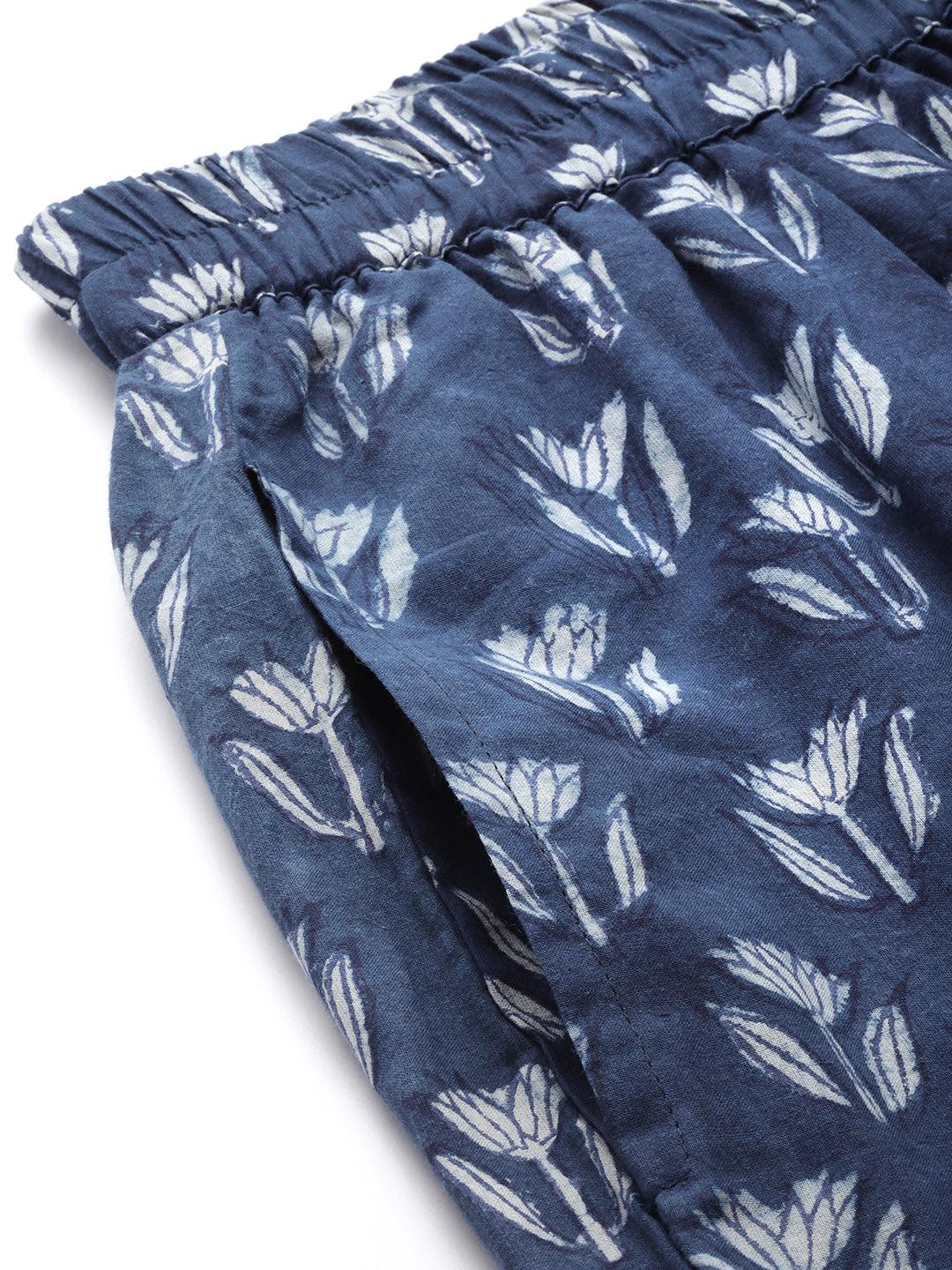 Indigo Hand Block Pure Cotton Night Suit | LASVINI - Redefining Indian Fashion with Elegance