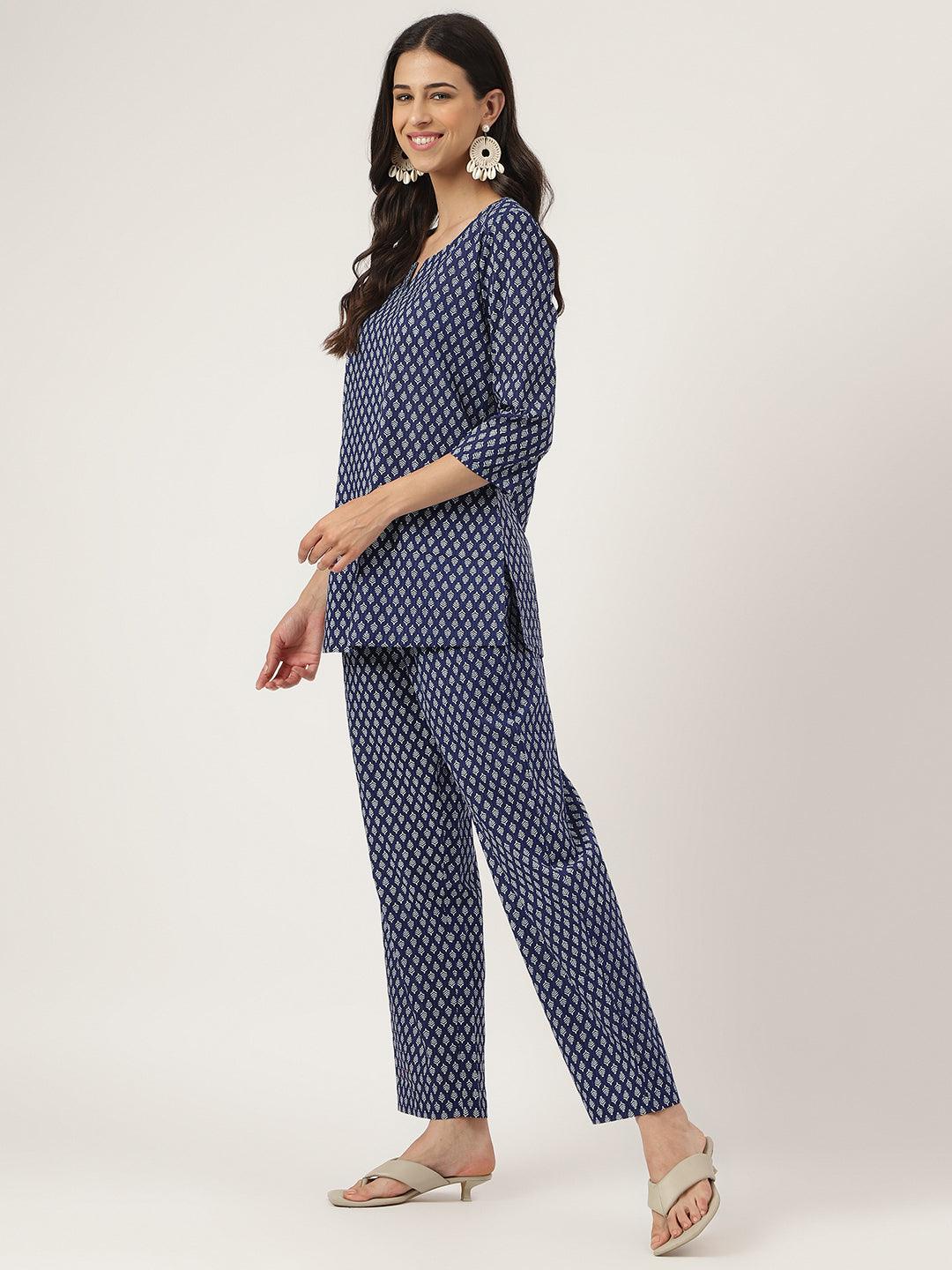 Blue Printed Loungewear/Nightwear | LASVINI - Redefining Indian Fashion with Elegance