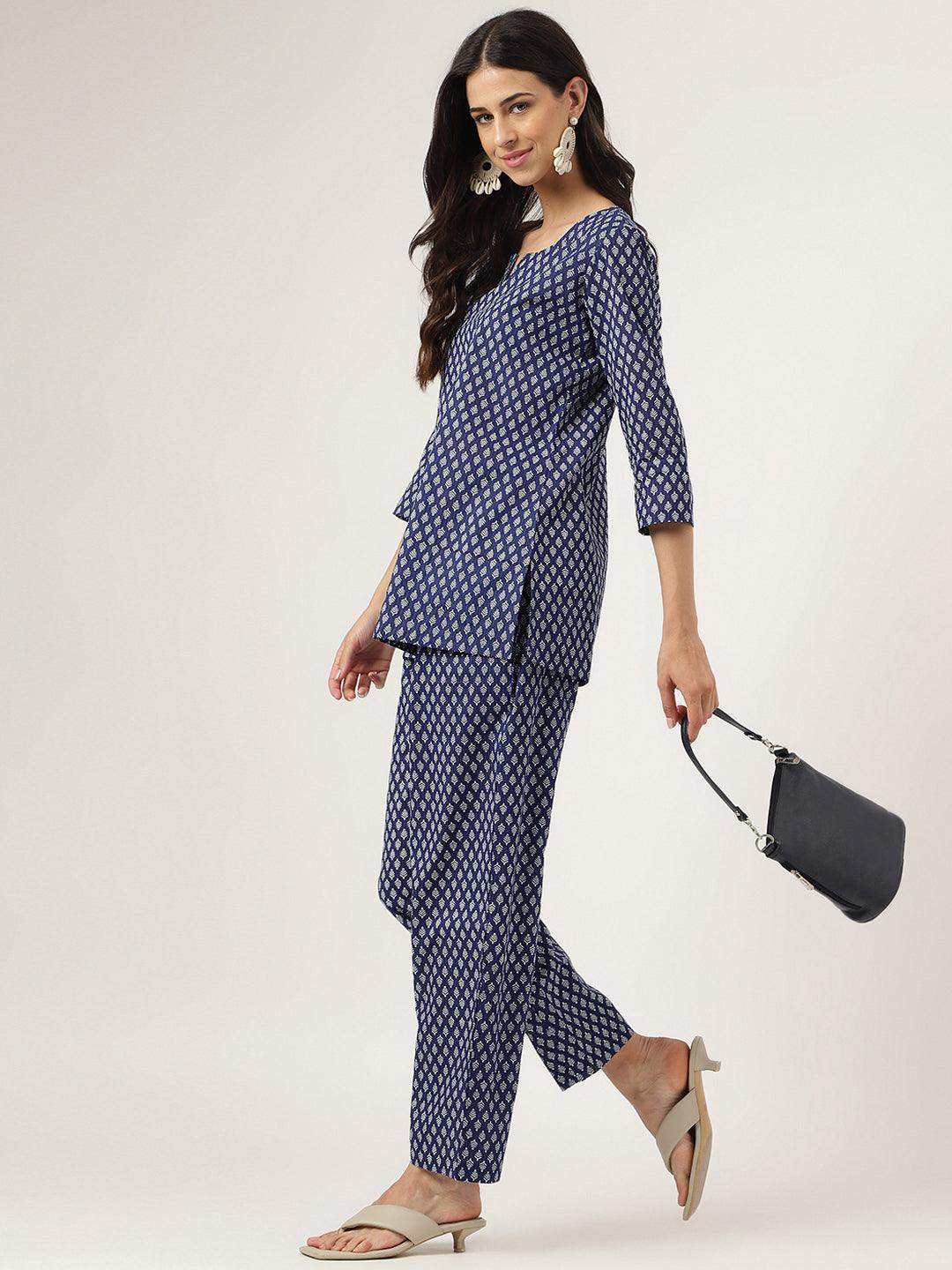 Blue Printed Loungewear/Nightwear | LASVINI - Redefining Indian Fashion with Elegance
