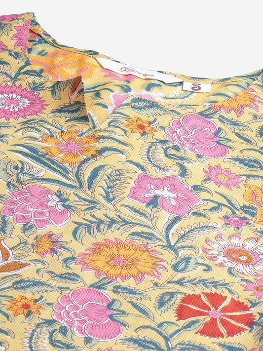 Women'S Yellow Printed Cotton Night Wear | LASVINI - Redefining Indian Fashion with Elegance
