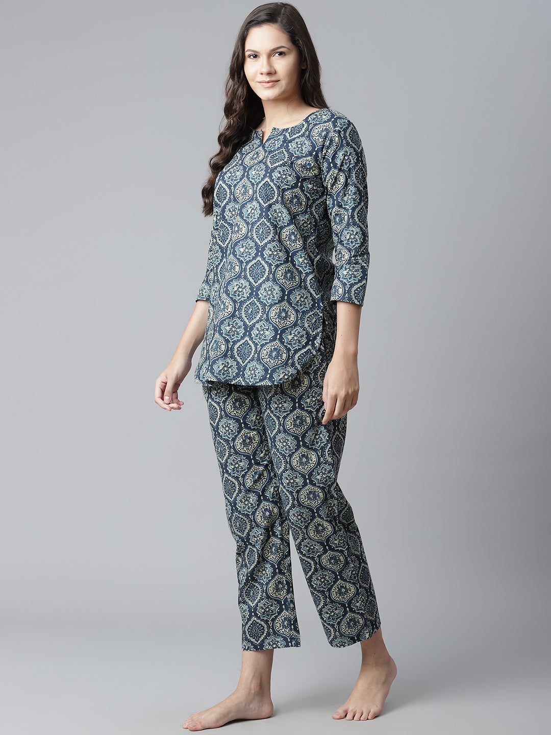 Women'S Indigo Cotton Nightwear/Loungewear | LASVINI - Redefining Indian Fashion with Elegance