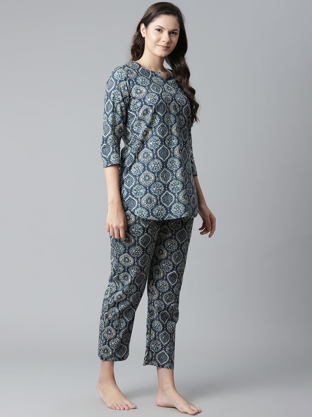 Women'S Indigo Cotton Nightwear/Loungewear | LASVINI - Redefining Indian Fashion with Elegance
