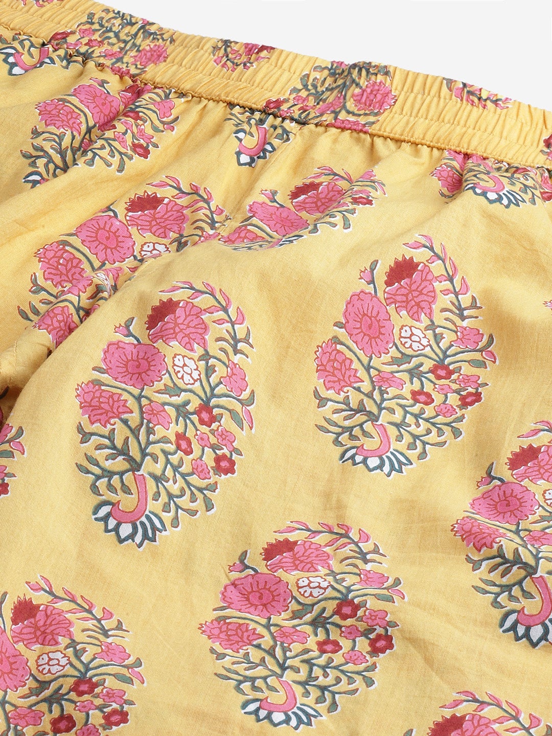 Women'S Yellow Flower Cotton Motif Nightwear | LASVINI - Redefining Indian Fashion with Elegance