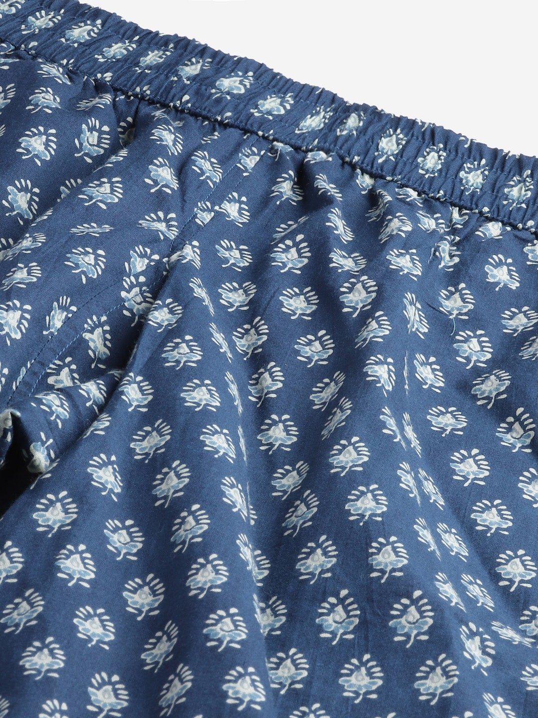 Women'S Dark Blue Buti Print Cotton Nightwear | LASVINI - Redefining Indian Fashion with Elegance