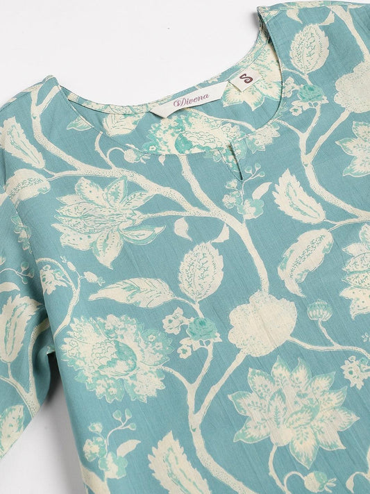 Sea Green Printed Loungewear/Nightwear | LASVINI - Redefining Indian Fashion with Elegance