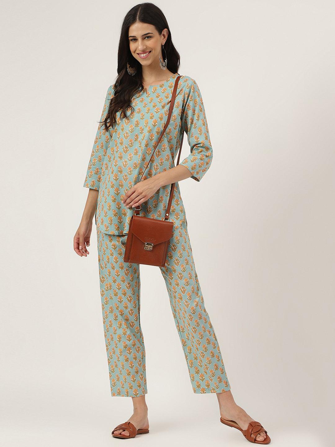 Light Green Printed Loungewear/Nightwear | LASVINI - Redefining Indian Fashion with Elegance