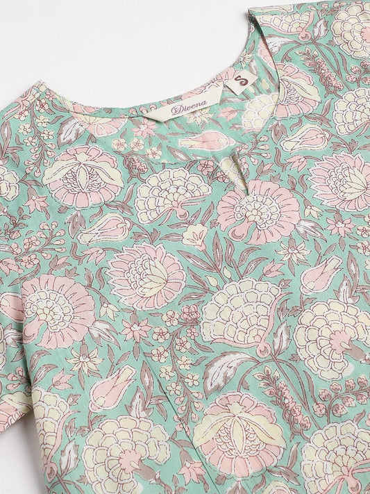 Mint Green Printed Loungewear/Nightwear | LASVINI - Redefining Indian Fashion with Elegance