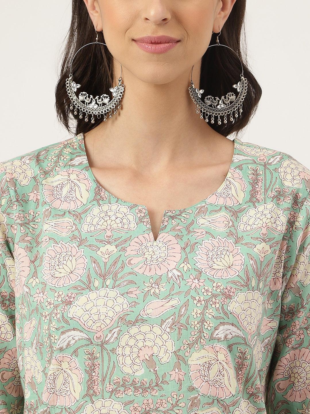 Mint Green Printed Loungewear/Nightwear | LASVINI - Redefining Indian Fashion with Elegance