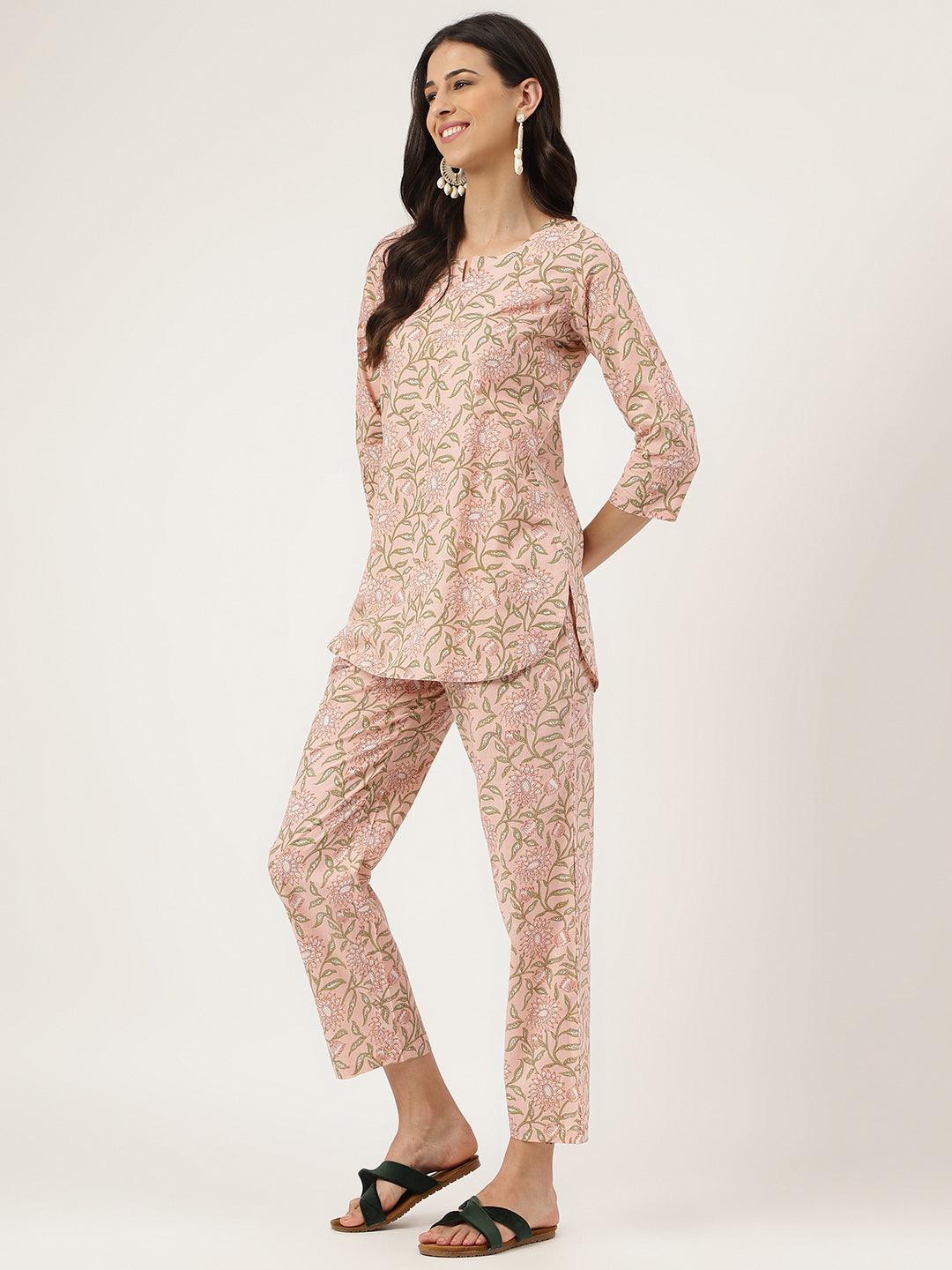 Pink Printed Loungewear/Nightwear | LASVINI - Redefining Indian Fashion with Elegance