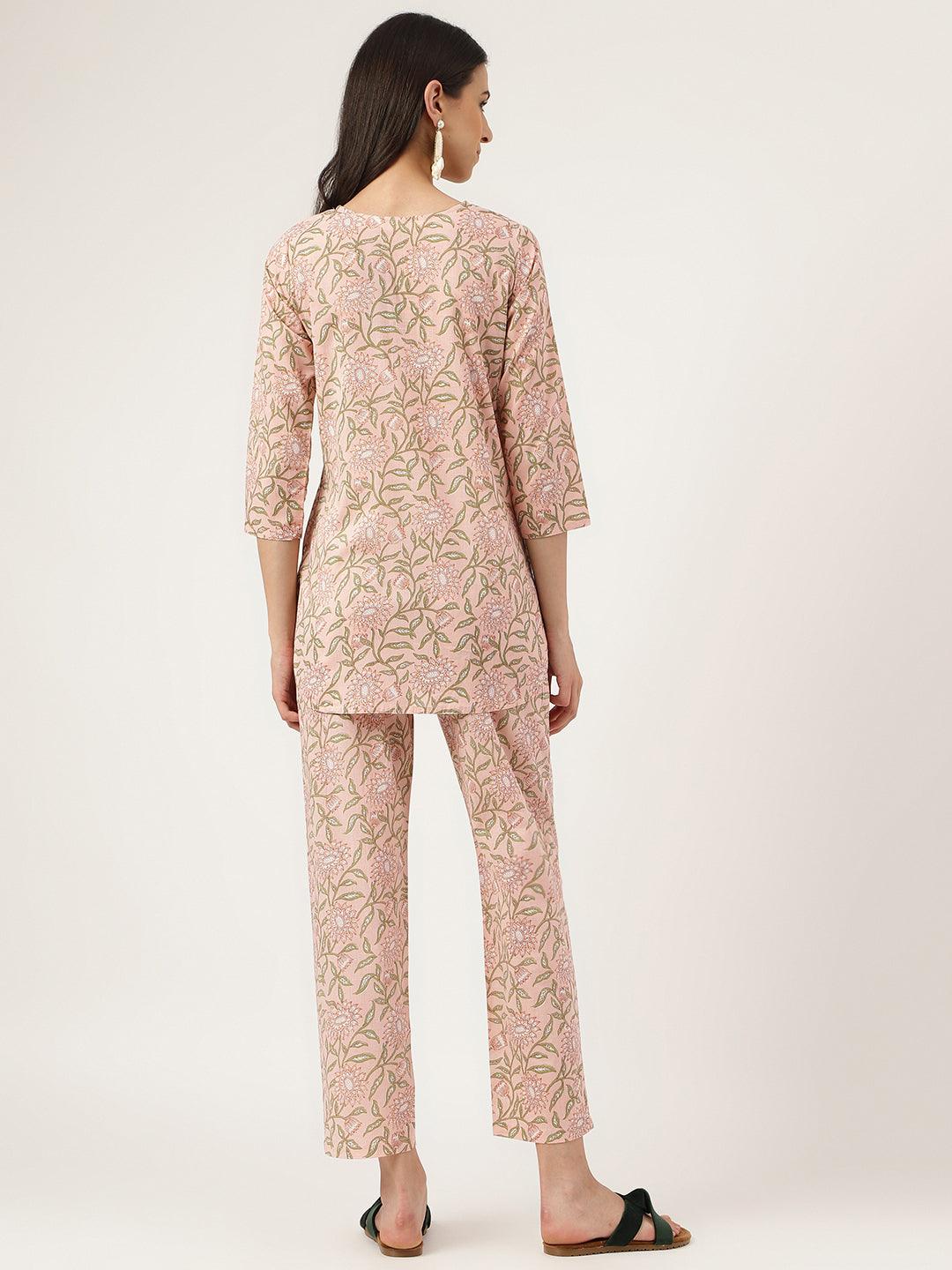 Pink Printed Loungewear/Nightwear | LASVINI - Redefining Indian Fashion with Elegance