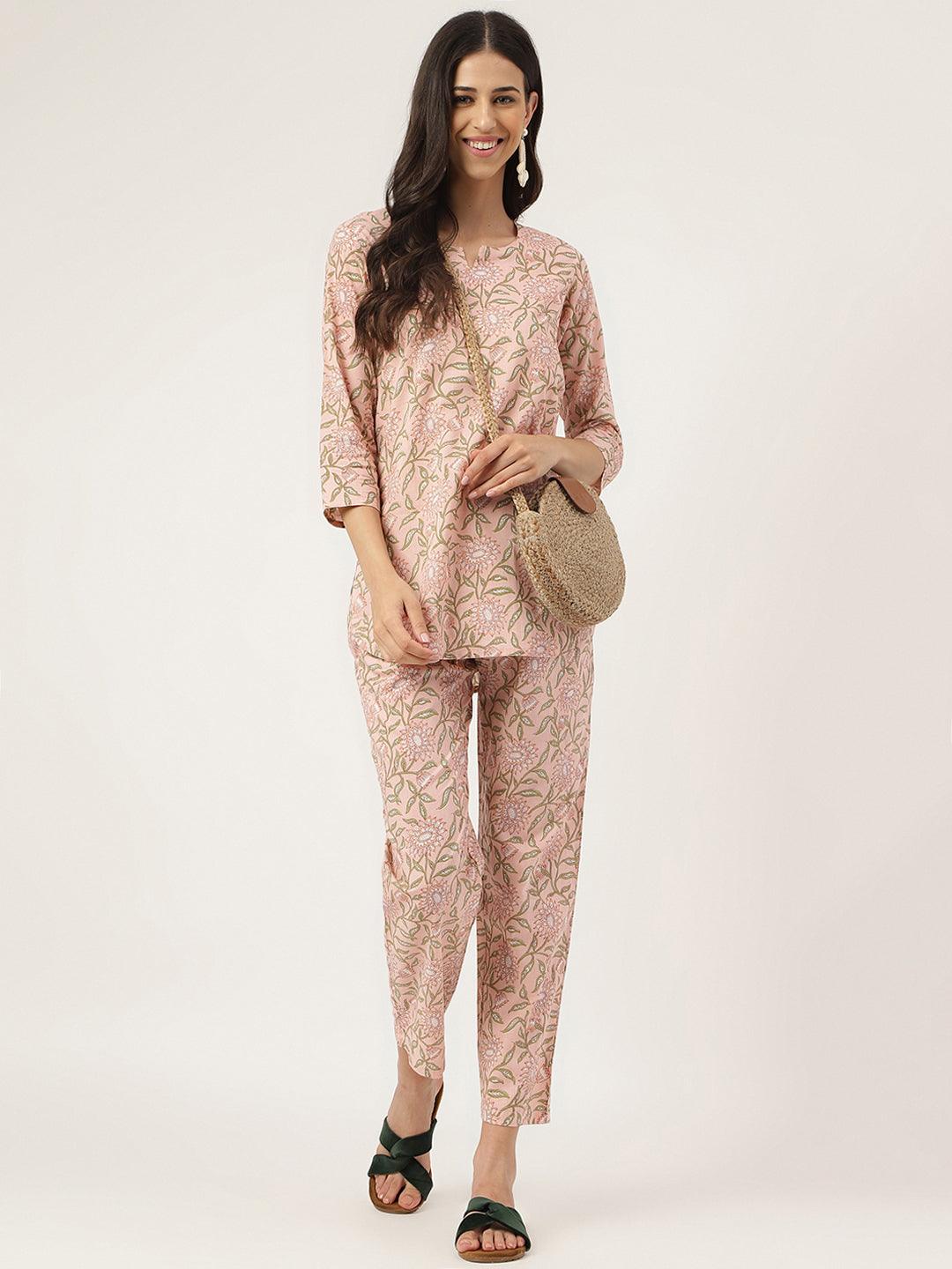 Pink Printed Loungewear/Nightwear | LASVINI - Redefining Indian Fashion with Elegance