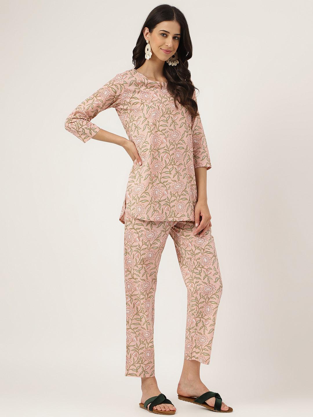 Pink Printed Loungewear/Nightwear | LASVINI - Redefining Indian Fashion with Elegance