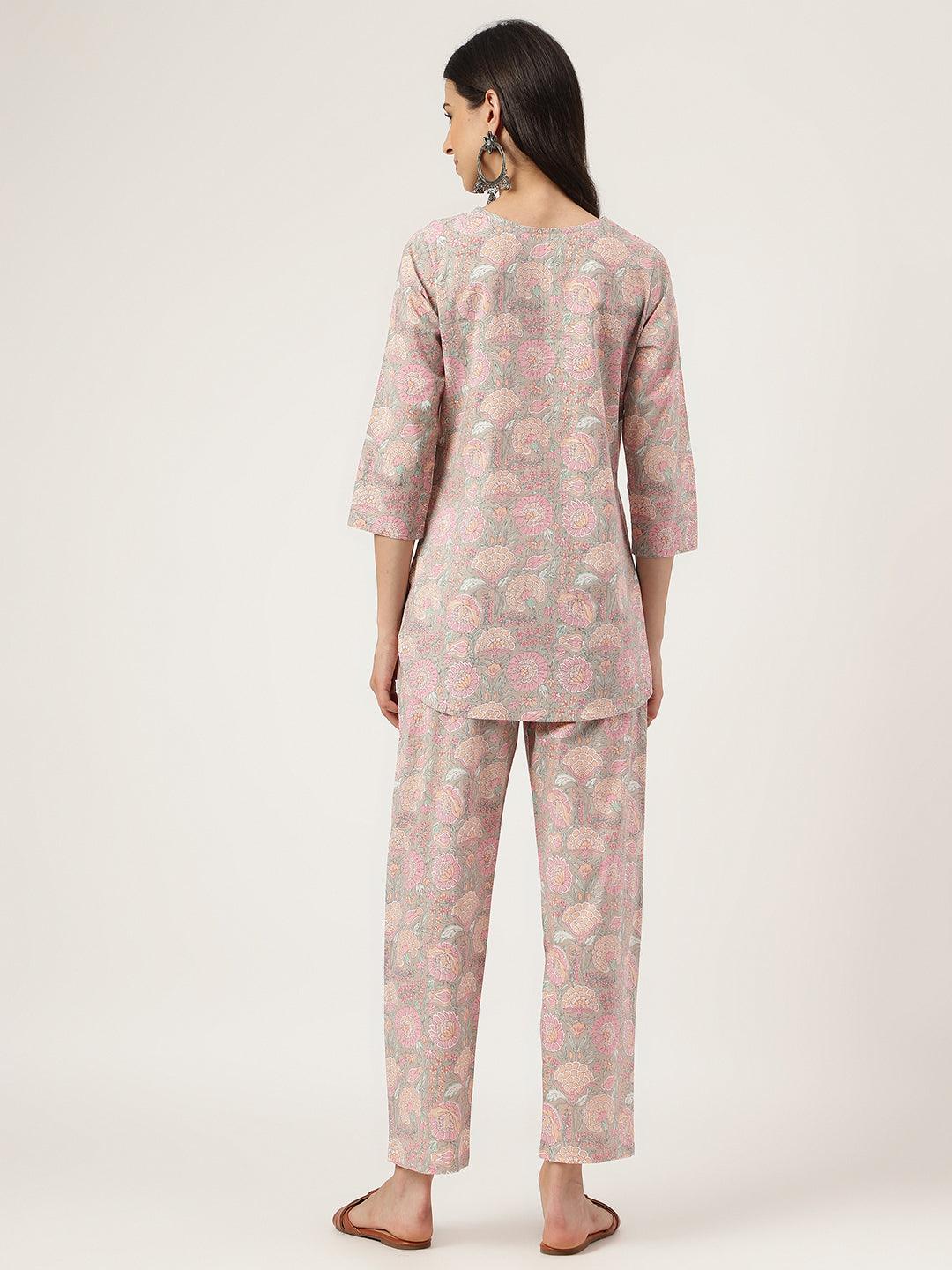 Light Brown Printed Loungewear/Nightwear | LASVINI - Redefining Indian Fashion with Elegance