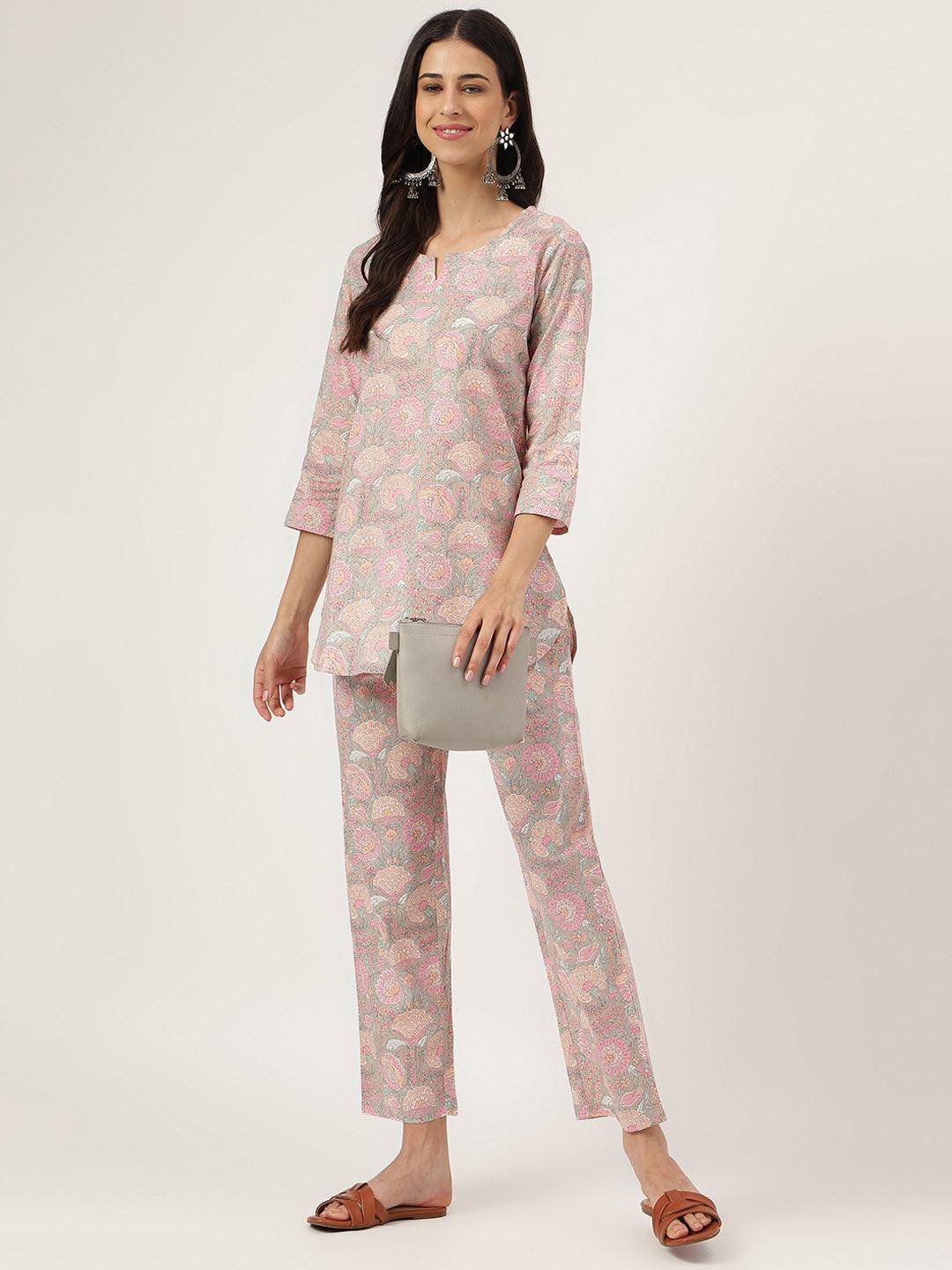 Light Brown Printed Loungewear/Nightwear | LASVINI - Redefining Indian Fashion with Elegance