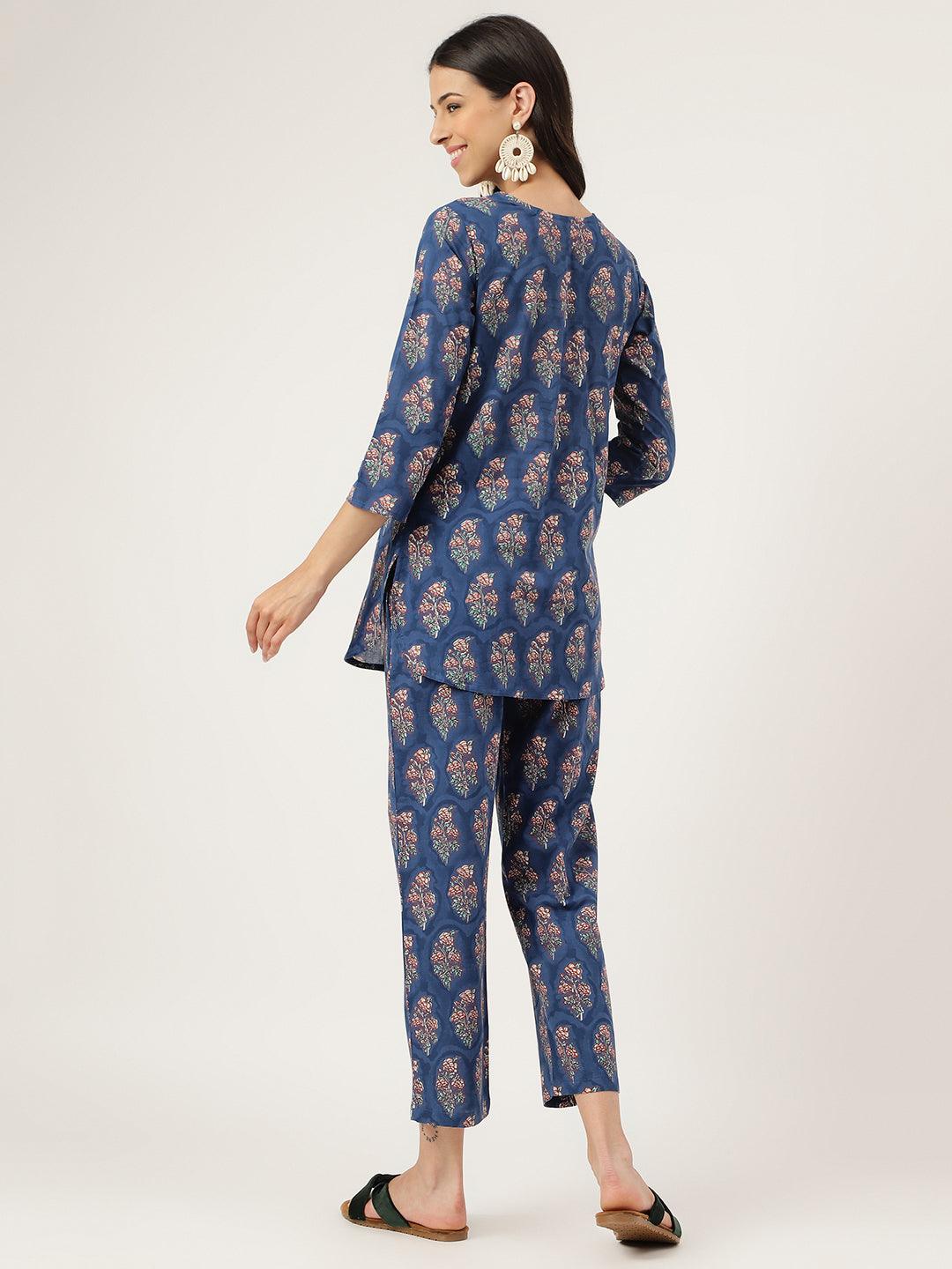 Blue Printed Loungewear/Nightwear | LASVINI - Redefining Indian Fashion with Elegance