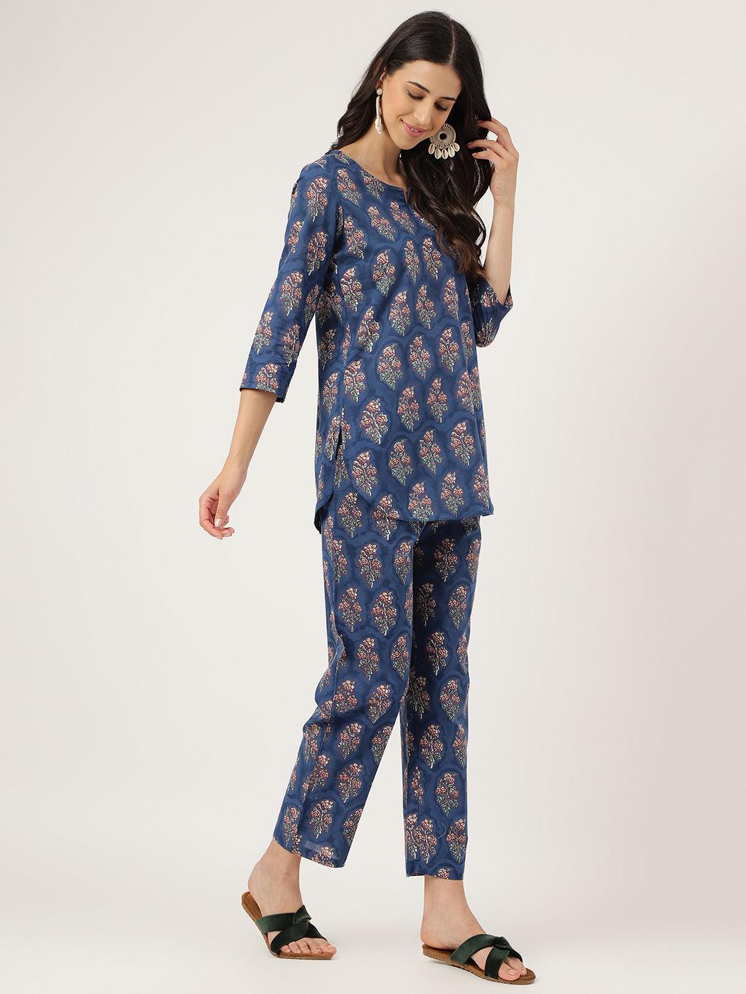 Blue Printed Loungewear/Nightwear | LASVINI - Redefining Indian Fashion with Elegance