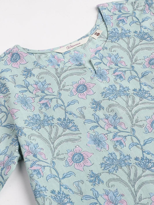 Turquoise Blue Printed Loungewear/Nightwear | LASVINI - Redefining Indian Fashion with Elegance