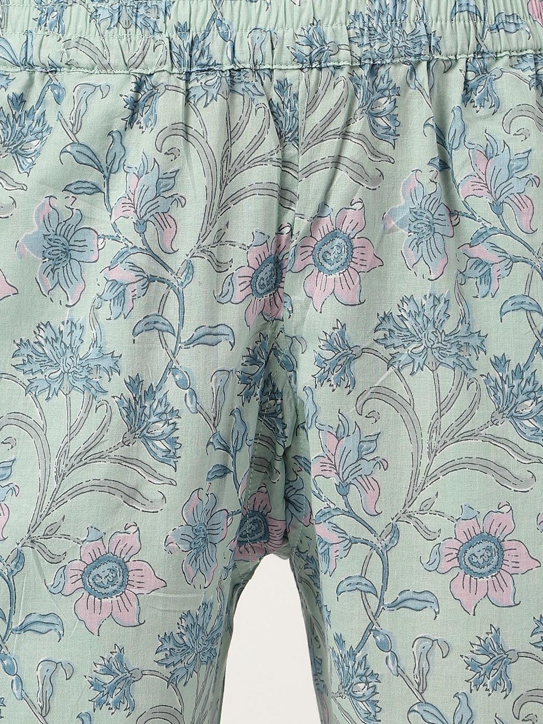 Turquoise Blue Printed Loungewear/Nightwear | LASVINI - Redefining Indian Fashion with Elegance
