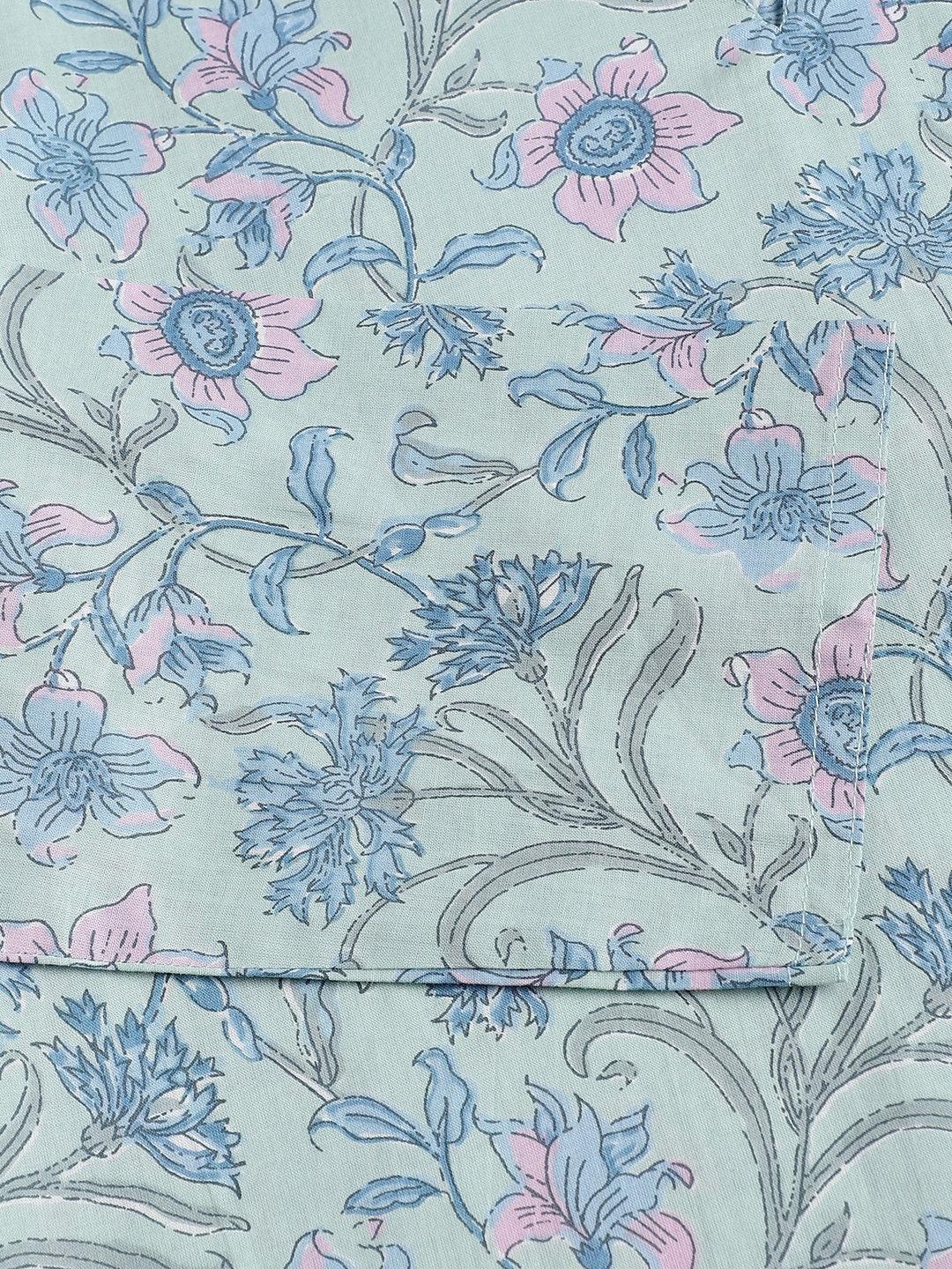 Turquoise Blue Printed Loungewear/Nightwear | LASVINI - Redefining Indian Fashion with Elegance
